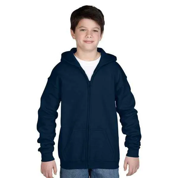 18600B Gildan Youth Heavy Weight Zip Hoodie