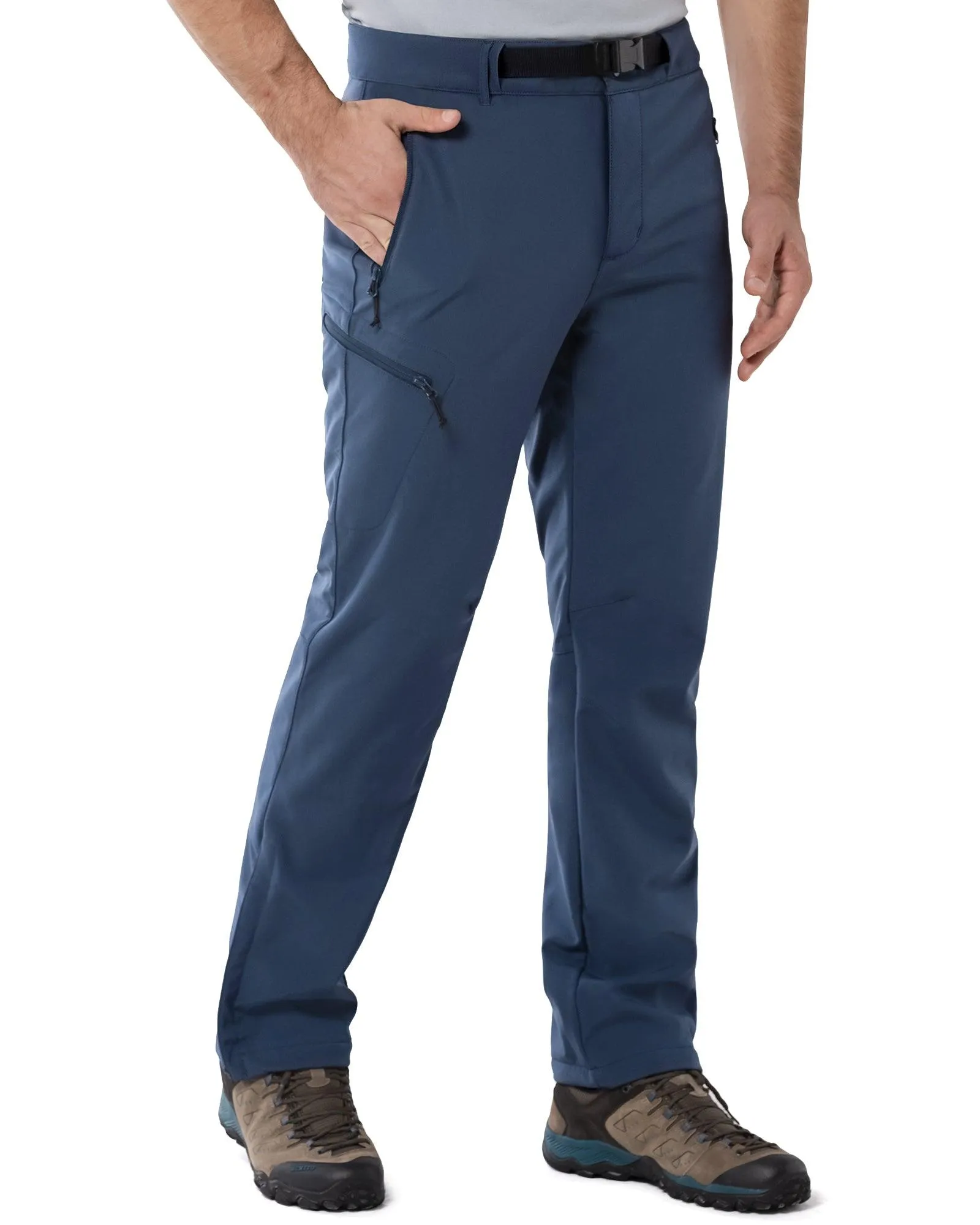 8000mm W/P Index Men's Fleece Lined Snow Pants with Belt and 4 Pockets