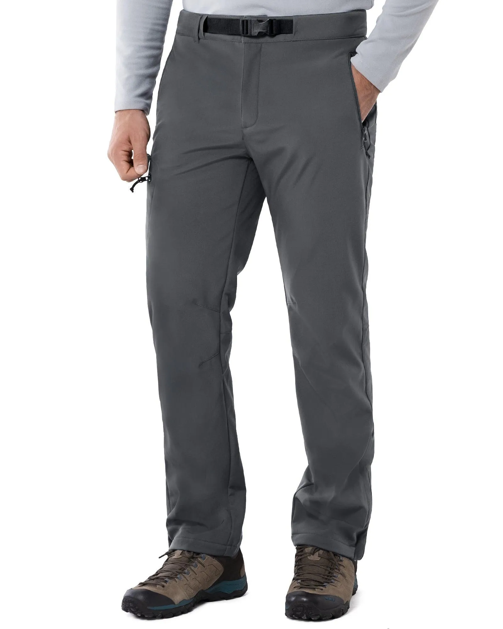 8000mm W/P Index Men's Fleece Lined Snow Pants with Belt and 4 Pockets