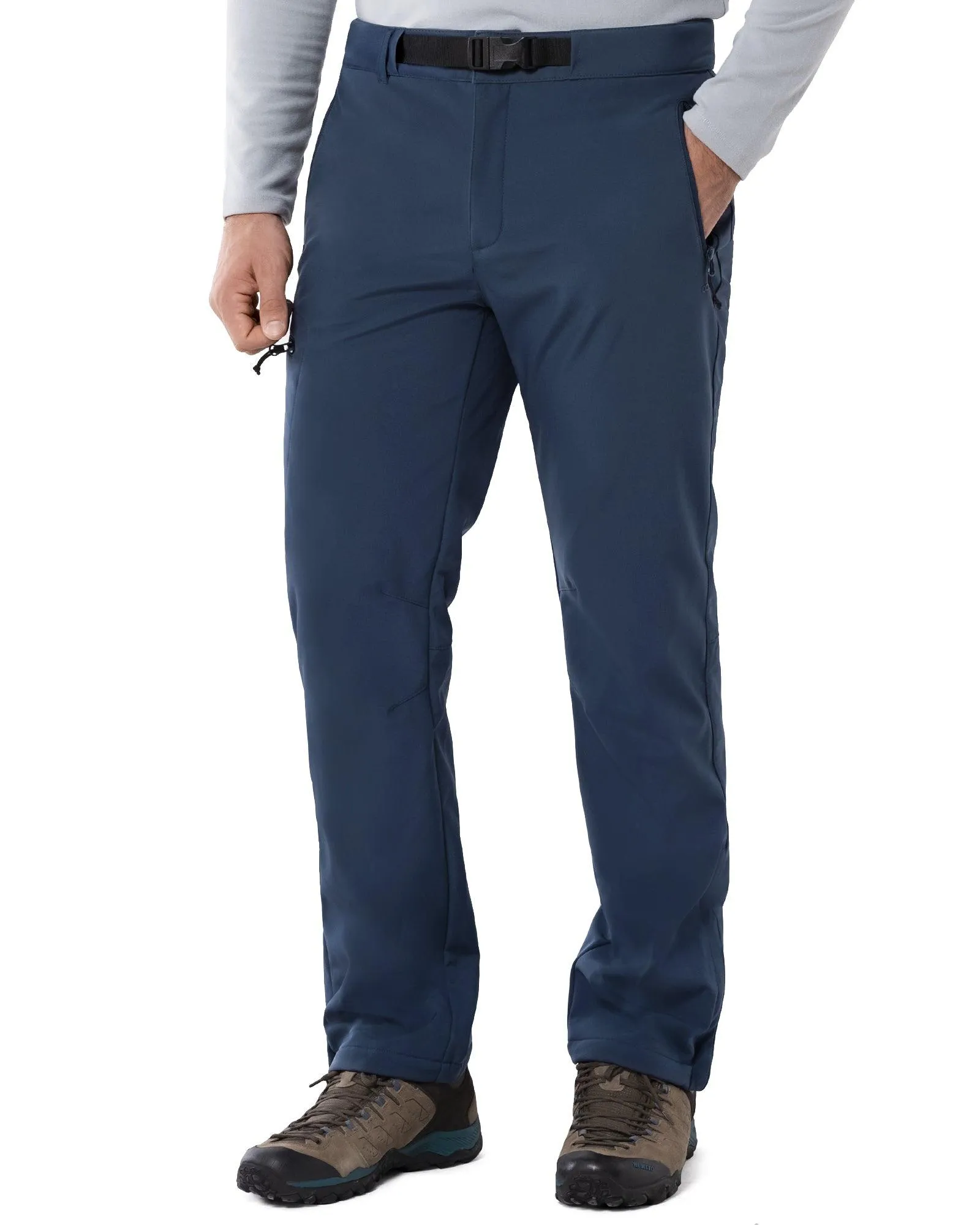 8000mm W/P Index Men's Fleece Lined Snow Pants with Belt and 4 Pockets