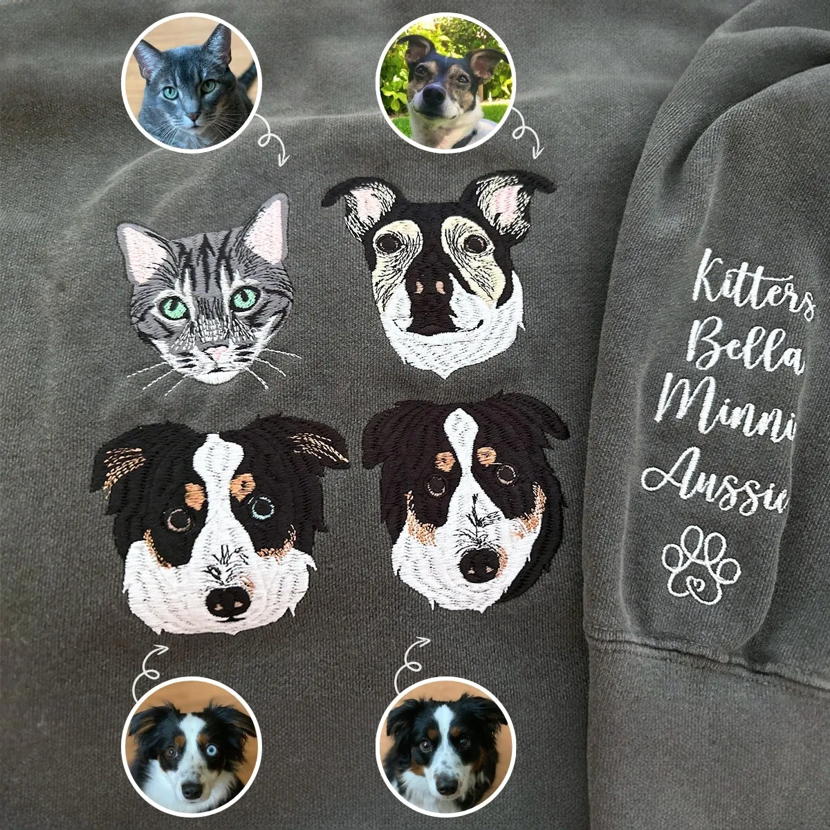 Australian Shepherd Sweatshirt or Hoodie, Custom Embroidered Gift from Photo Name