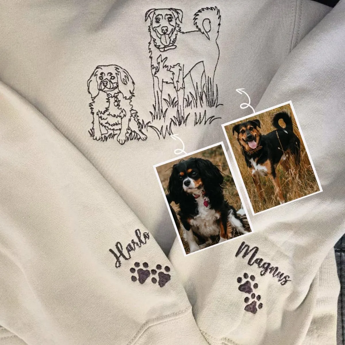 Australian Shepherd Sweatshirt or Hoodie, Custom Embroidered Gift from Photo Name