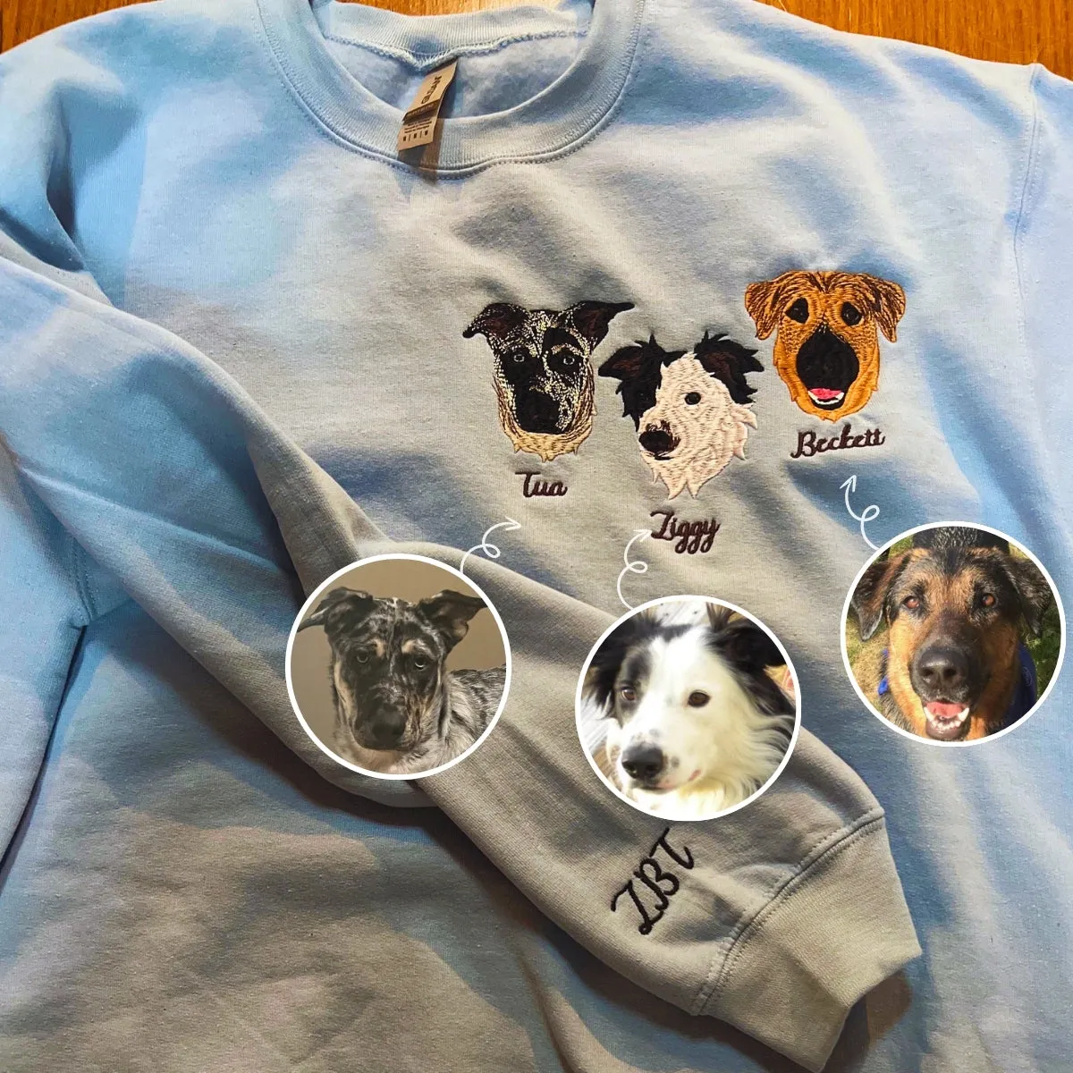 Australian Shepherd Sweatshirt or Hoodie, Custom Embroidered Gift from Photo Name