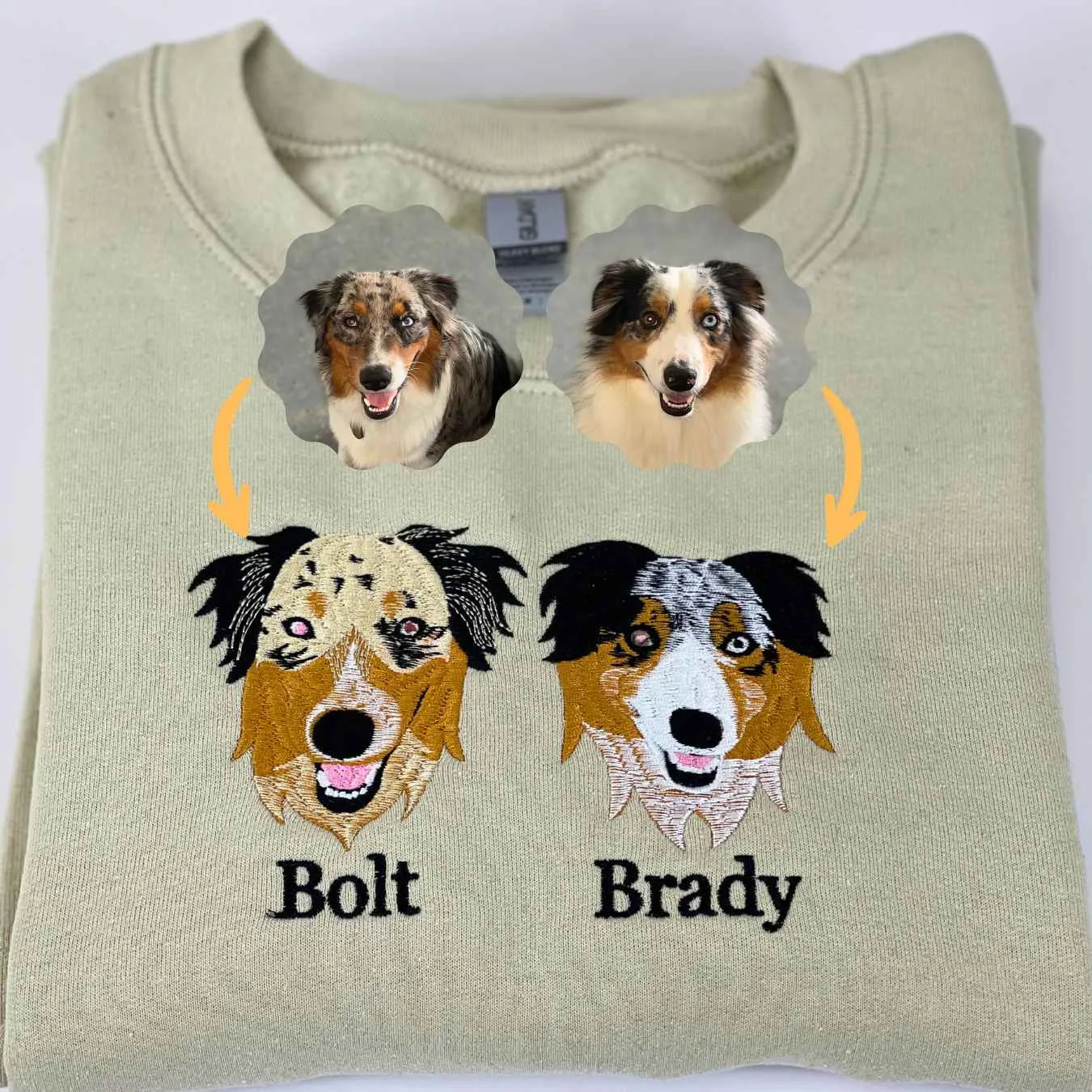 Australian Shepherd Sweatshirt or Hoodie, Custom Embroidered Gift from Photo Name
