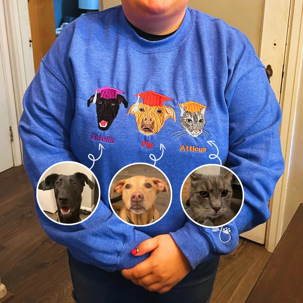 Australian Shepherd Sweatshirt or Hoodie, Custom Embroidered Gift from Photo Name