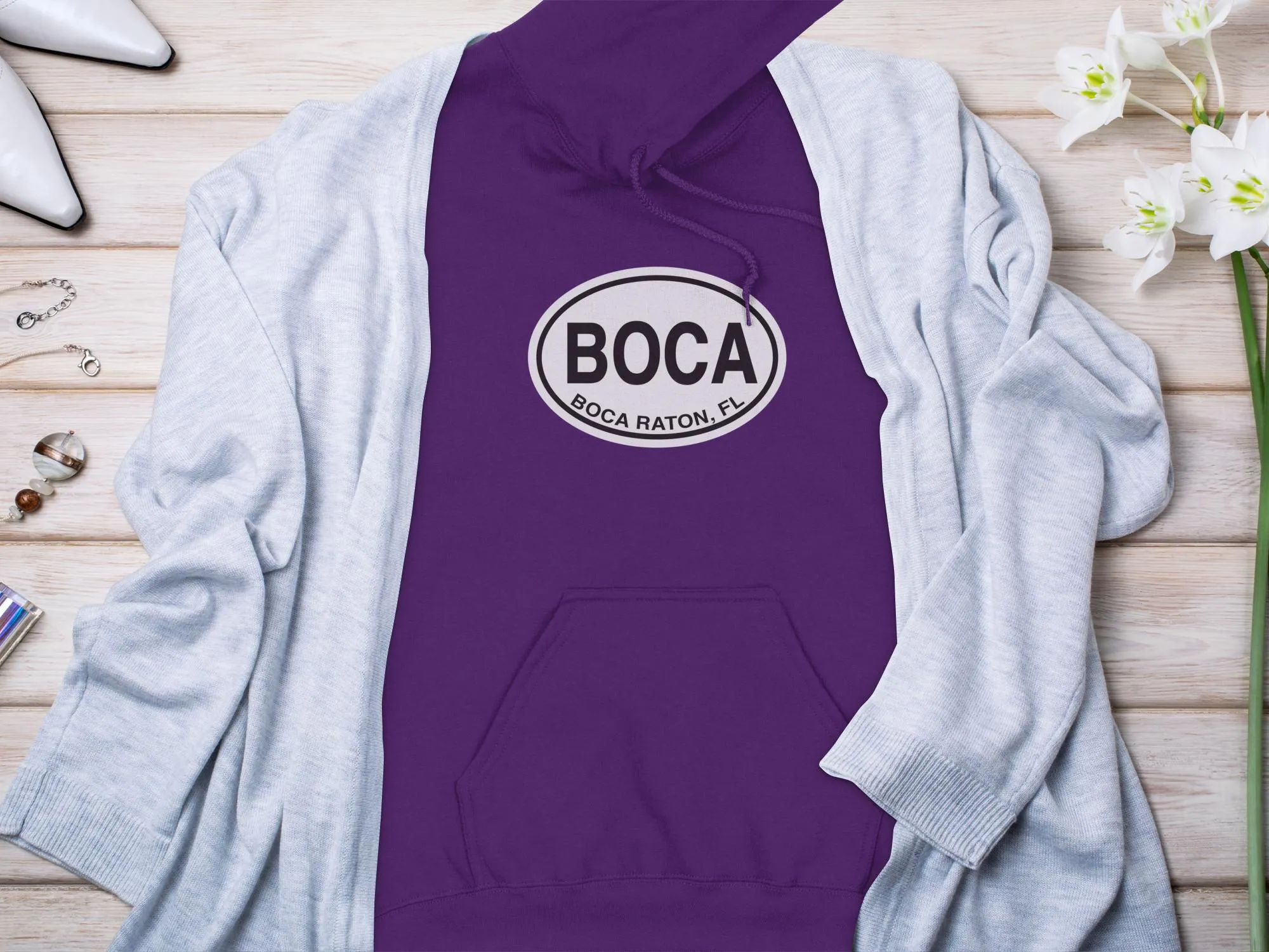 Boca Raton Mens Hoodie - Stylish Gear for Florida Beach Lovers