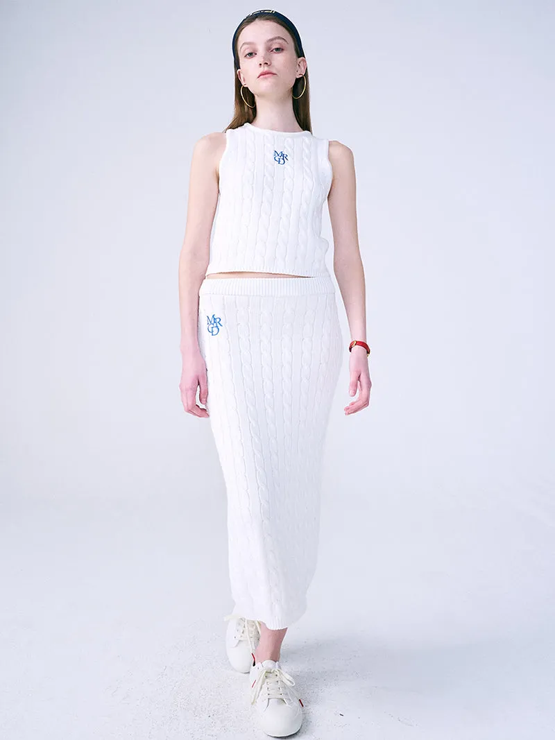 CABLE MAXI SKIRT MRCD (WHITE BLUE)