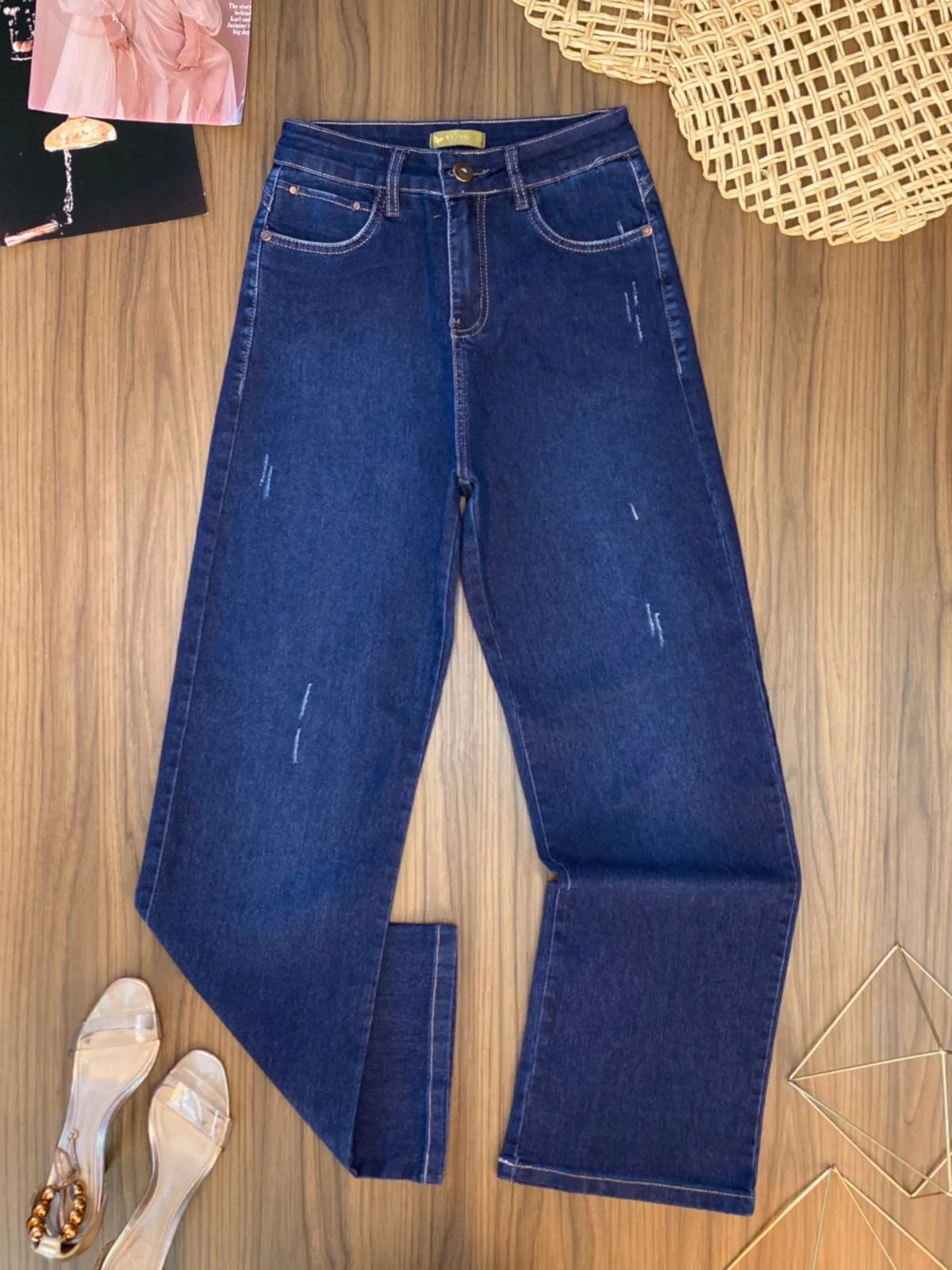 Calça Jeans Reta Puídos 7483/1015. 7/C)