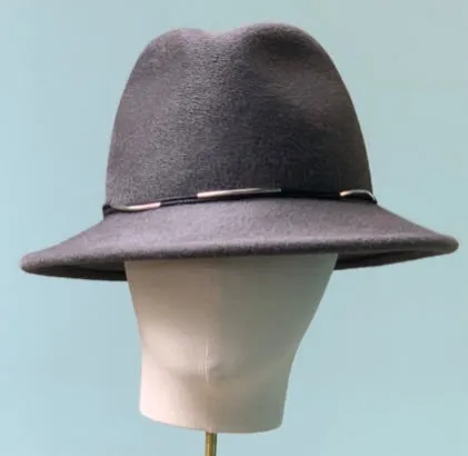 Convertible Dina Fedora in Grey Velour