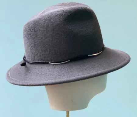 Convertible Dina Fedora in Grey Velour