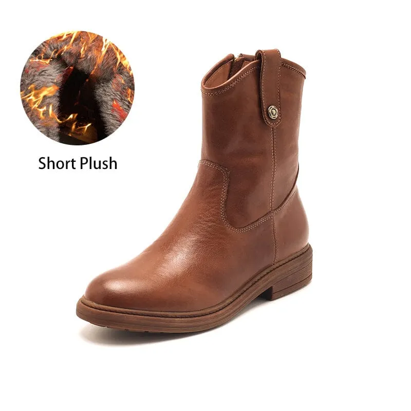 Cowgirl Boots Handmade Genuine Leather Ankle Boots in Black/Brown/Coffee