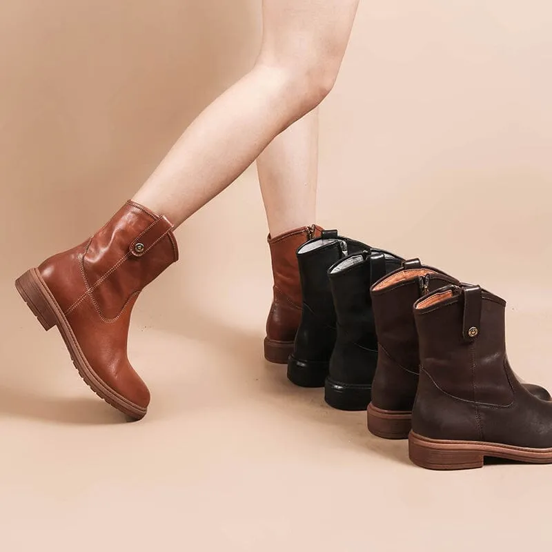 Cowgirl Boots Handmade Genuine Leather Ankle Boots in Black/Brown/Coffee