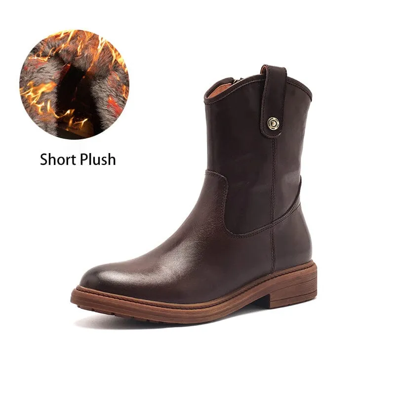 Cowgirl Boots Handmade Genuine Leather Ankle Boots in Black/Brown/Coffee