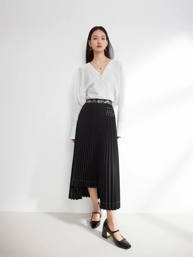 EP YAYING Chinese-style Pleated Skirt