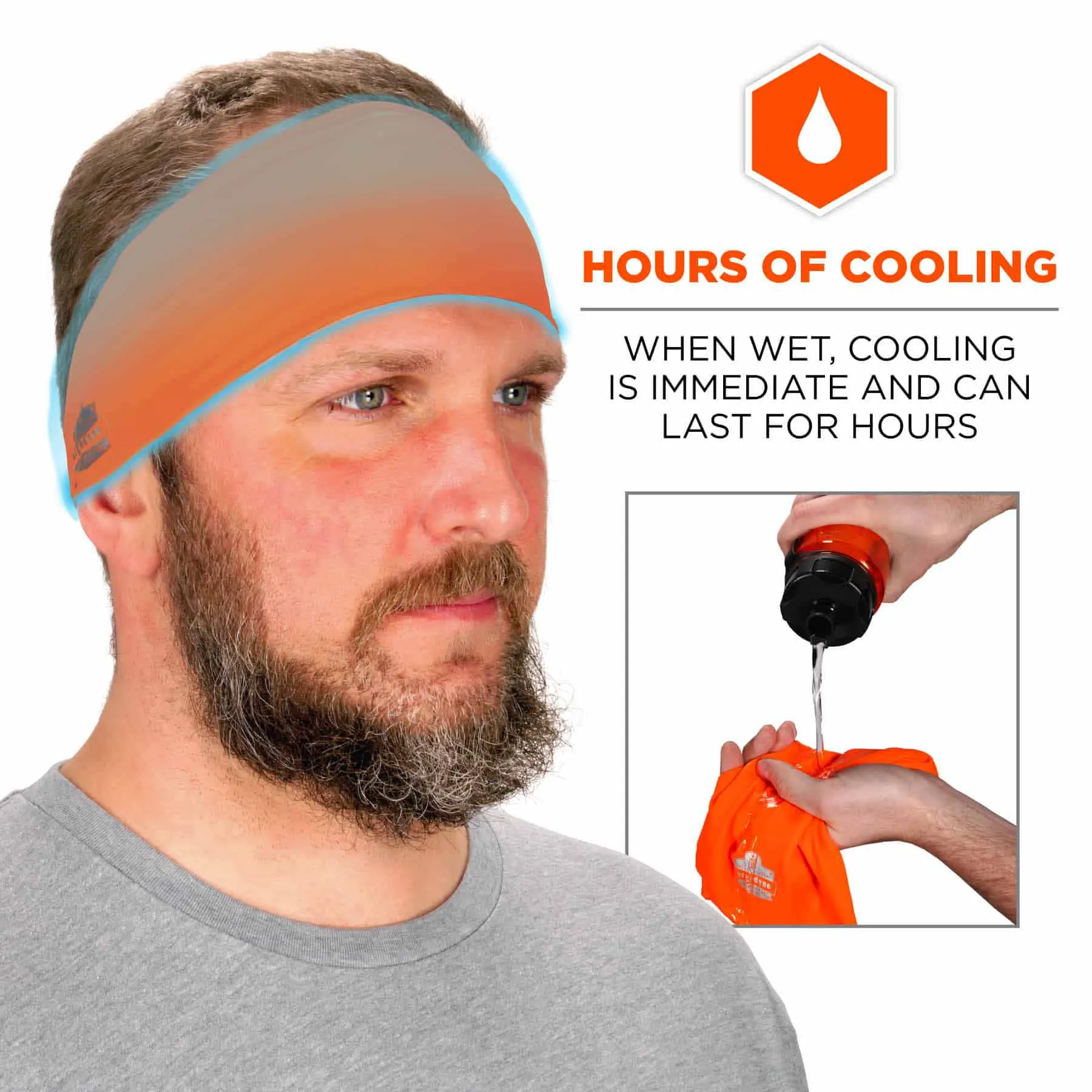 Ergodyne 12704 6634  Orange Cooling Headband - Performance Knit