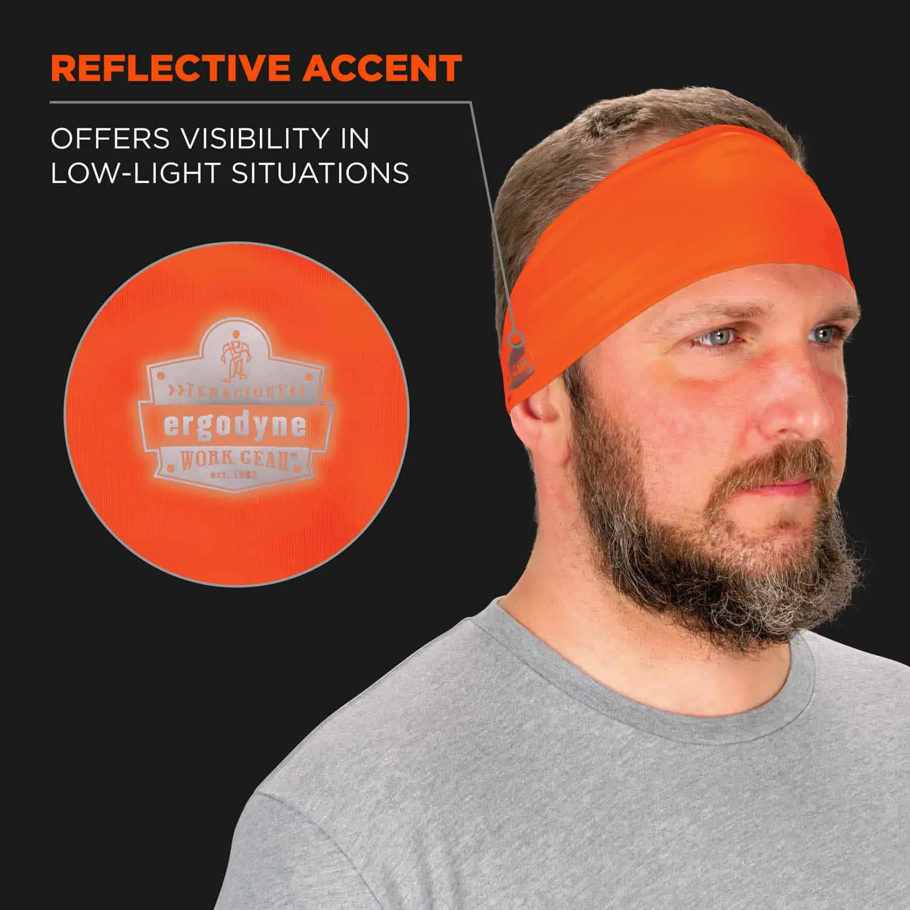 Ergodyne 12704 6634  Orange Cooling Headband - Performance Knit