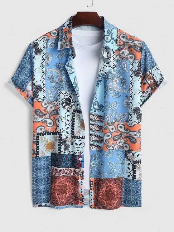 Ethnic Printed Flowers Shirt With Casual Shorts