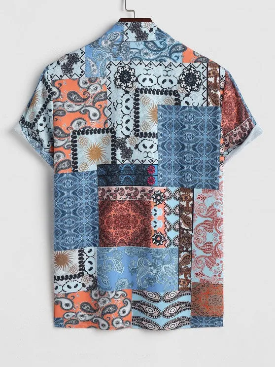 Ethnic Printed Flowers Shirt With Casual Shorts