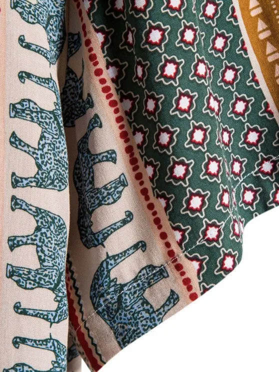 Ethnic Style Shirt With Casual Shorts Set