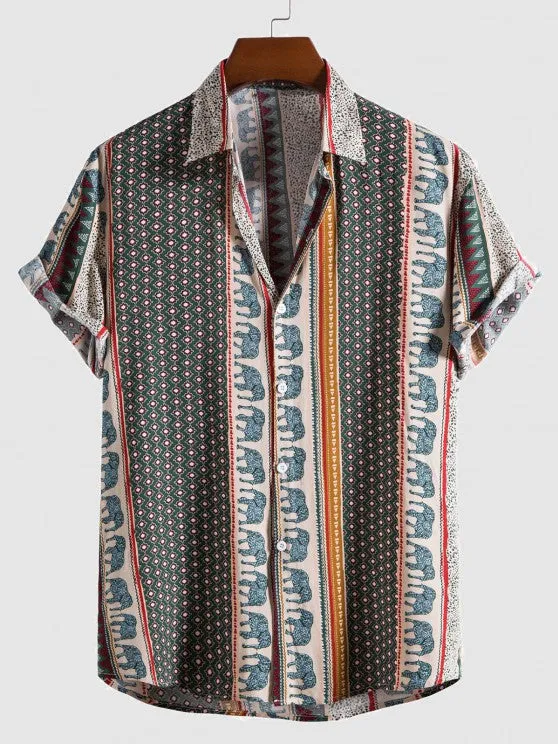 Ethnic Style Shirt With Casual Shorts Set
