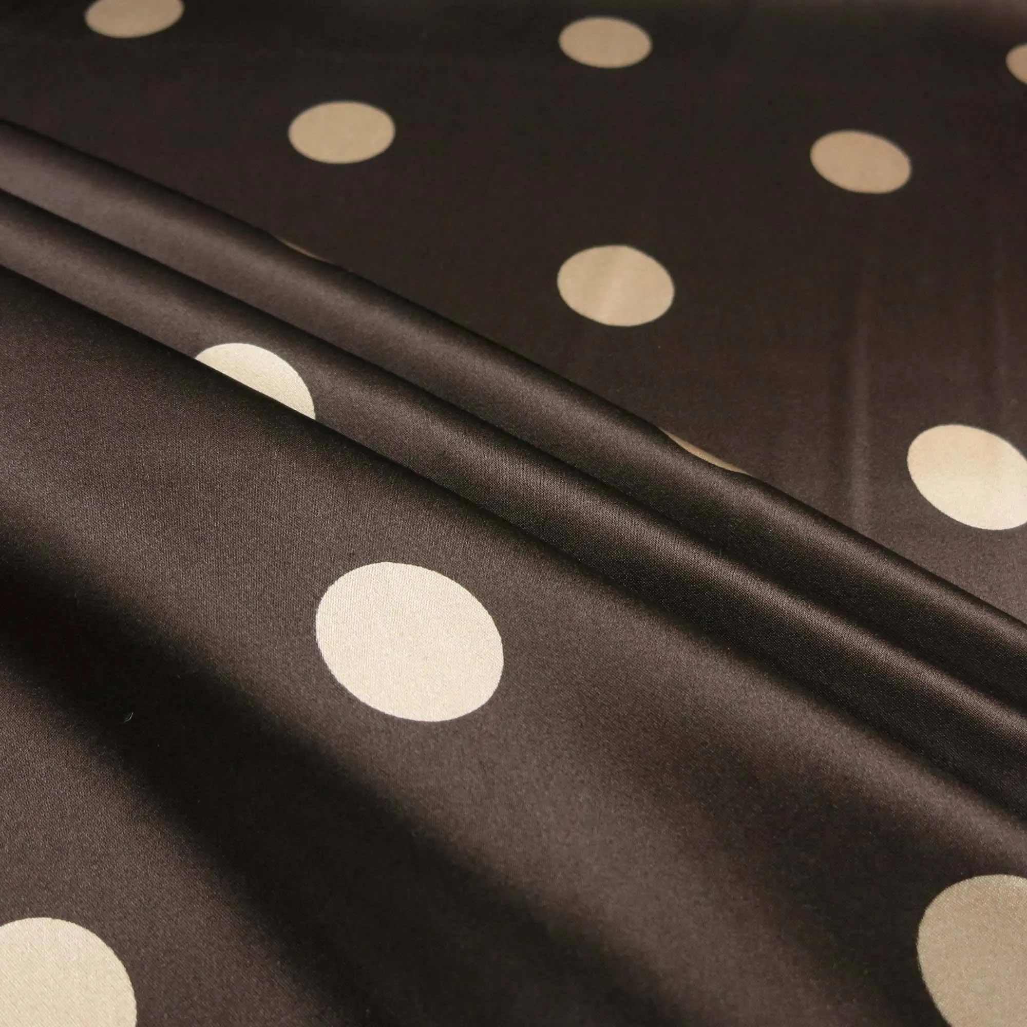 Ivory Polka Dots on Black Silk Blend