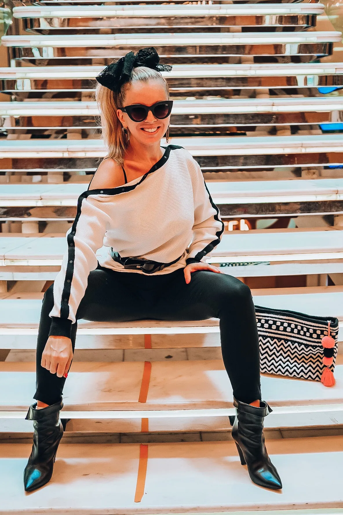 Ivory Striped Sleeve Sweater