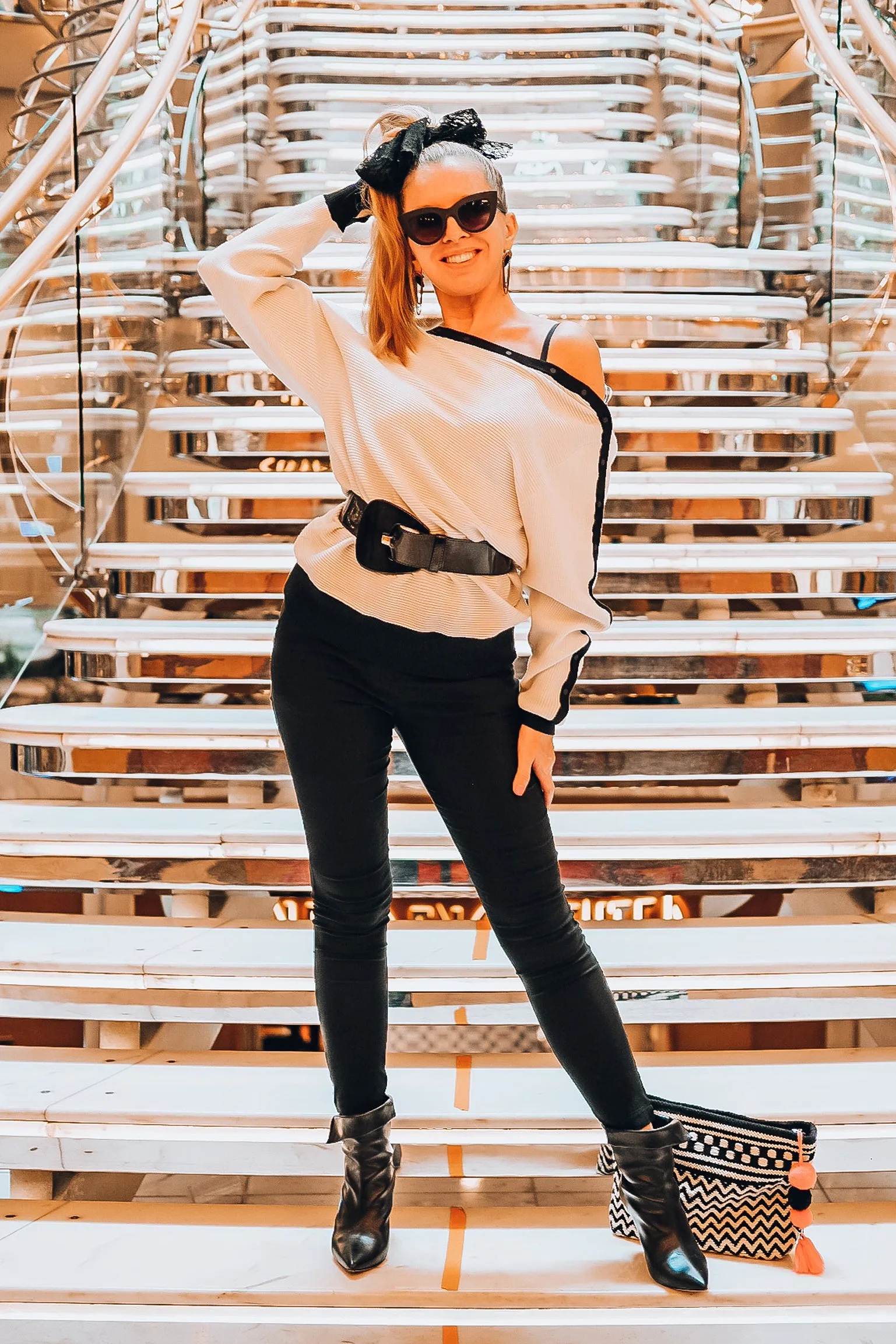Ivory Striped Sleeve Sweater