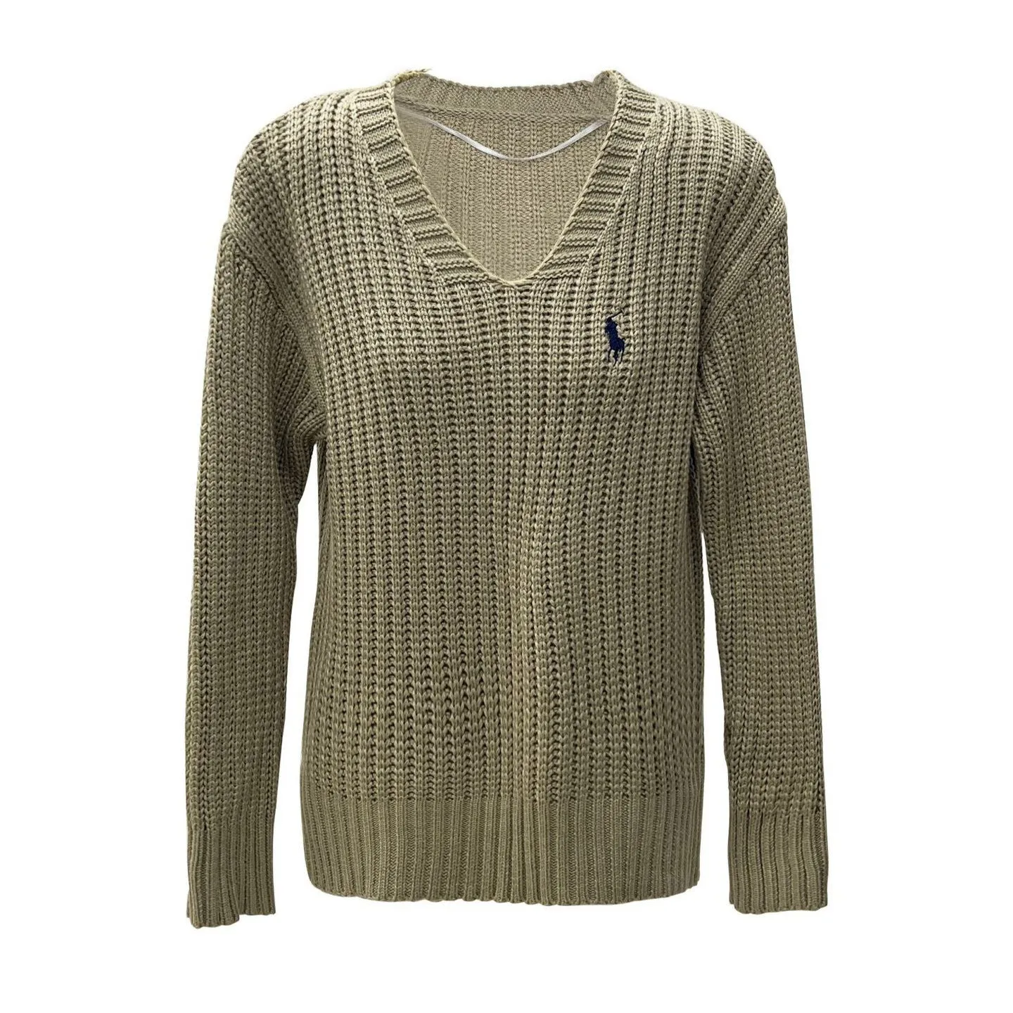 Joskaa 2024 Autumn New 9% Wool 20% Tencel Lazy Atmosphere V-neck Thick Needle Loose Sweater