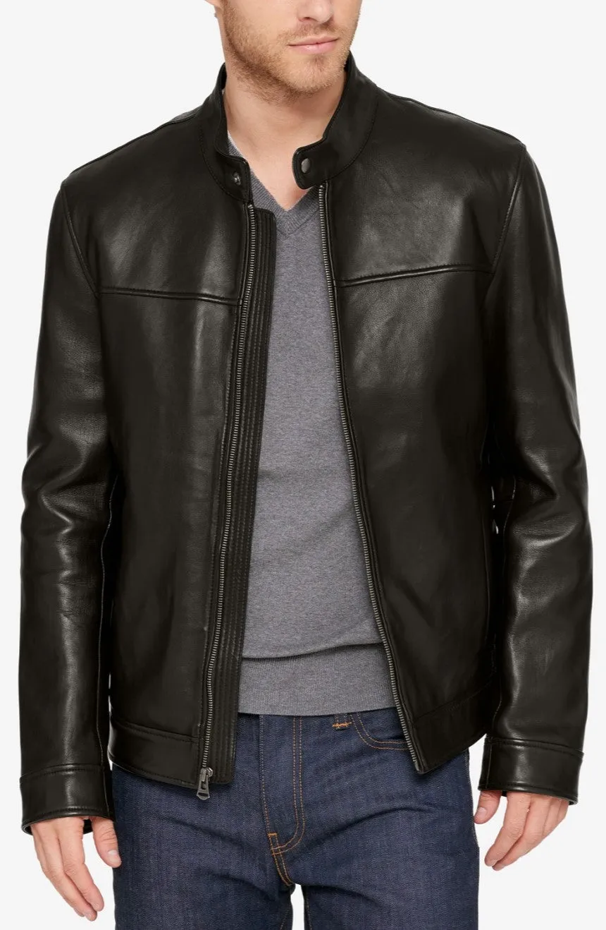 Loty Genuine Real Leather Jacket Men Black Biker Motorcycle