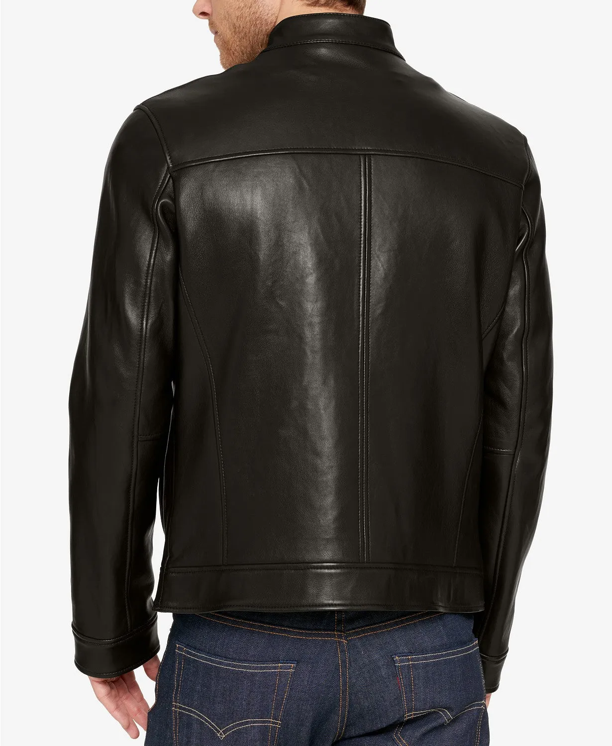 Loty Genuine Real Leather Jacket Men Black Biker Motorcycle