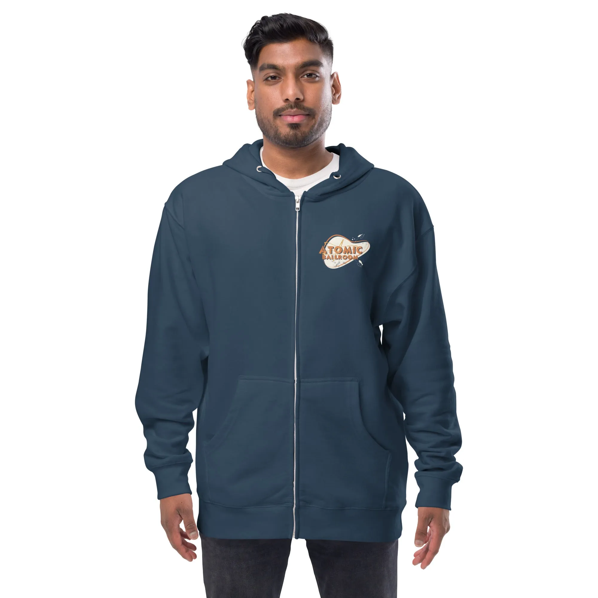 Mid century Atomic - Unisex fleece zip up hoodie
