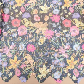 Multicolored Floral Printed Guipure Lace