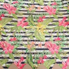 Multicolored Floral Stripe Guipure Lace