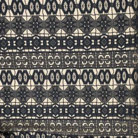 Navy Abstract Embroidered Guipure Cotton Lace