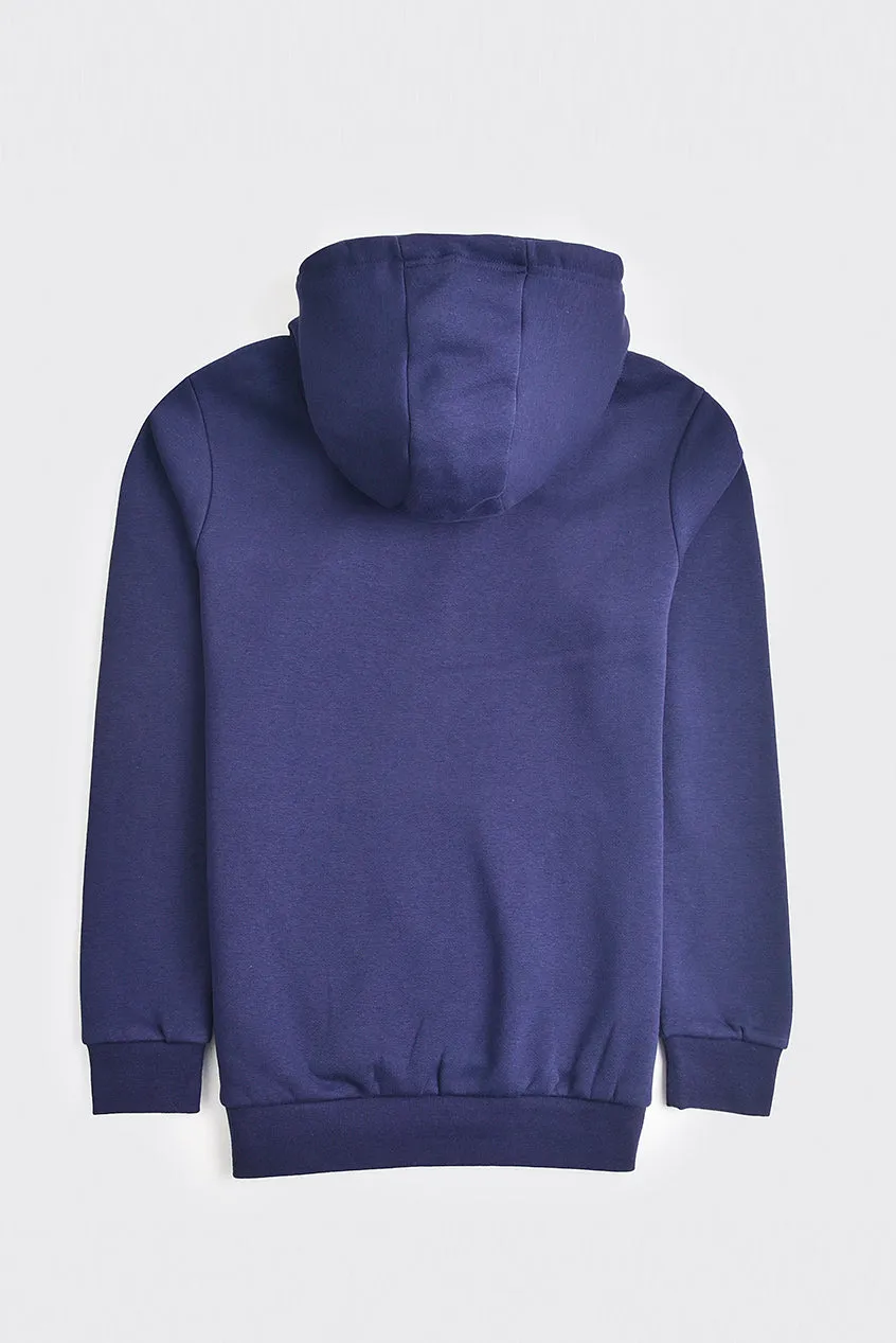 Navy Blue Pullover Fleece Hoodie