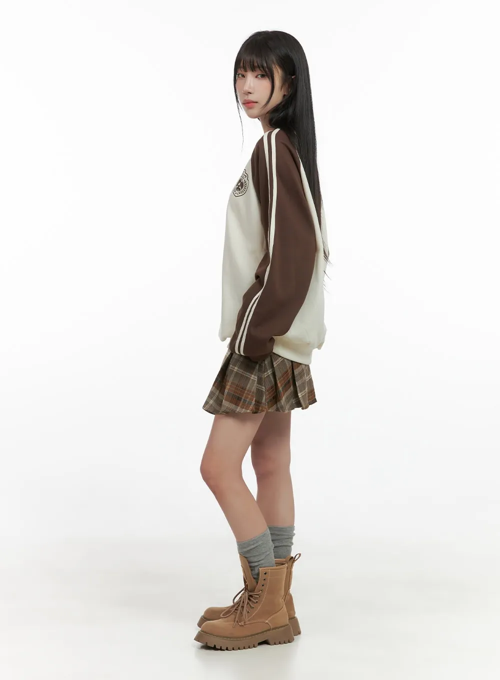 Pleated Checkered Mini Skirt CG430