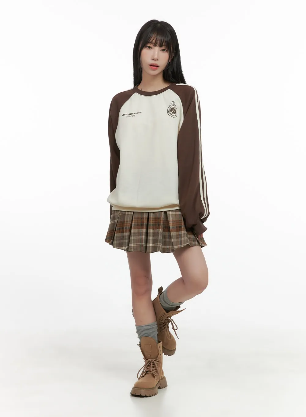 Pleated Checkered Mini Skirt CG430