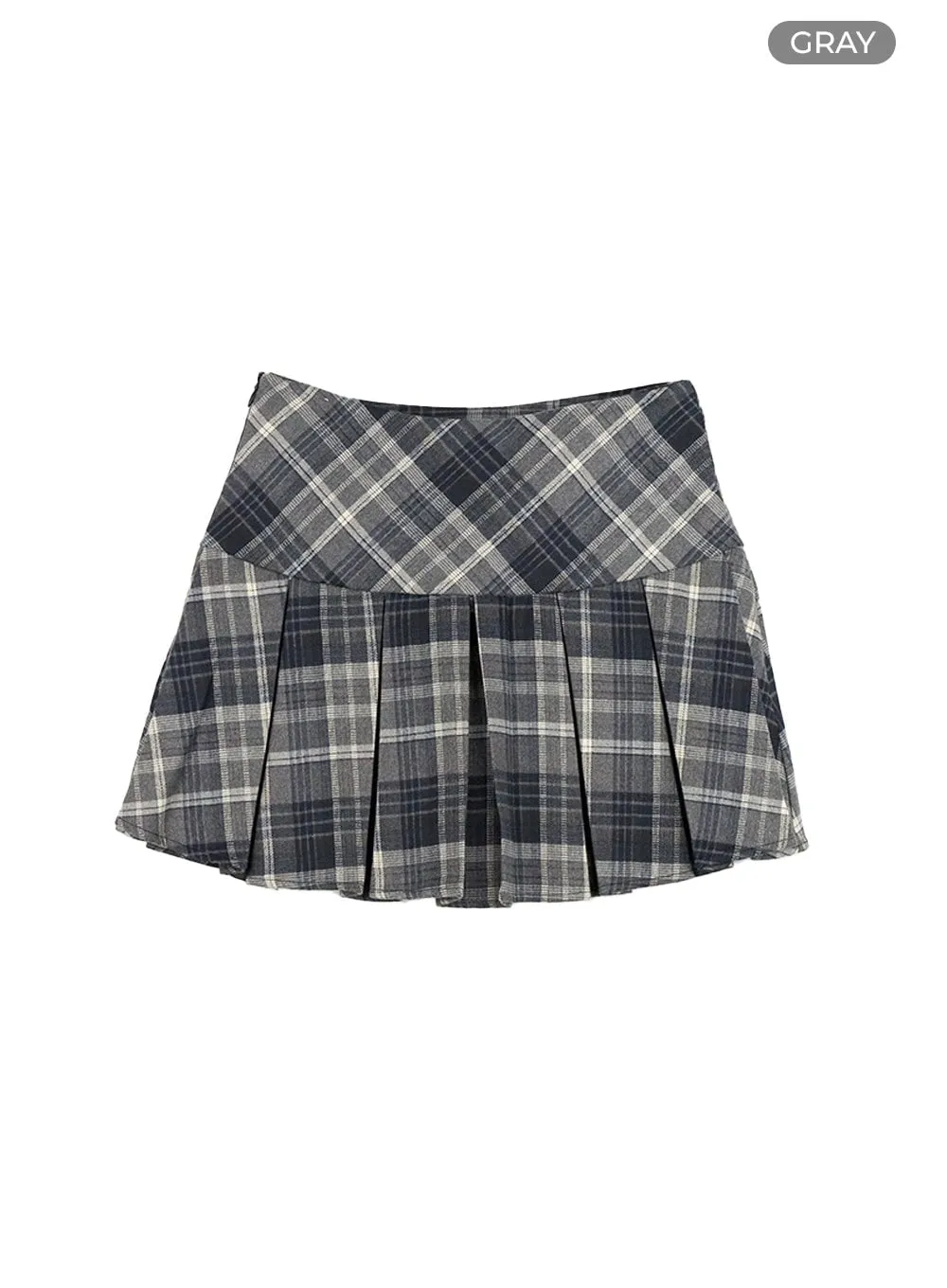 Pleated Checkered Mini Skirt CG430