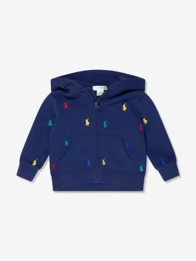 Ralph Lauren Baby Boys Logo Zip Up Top in Navy