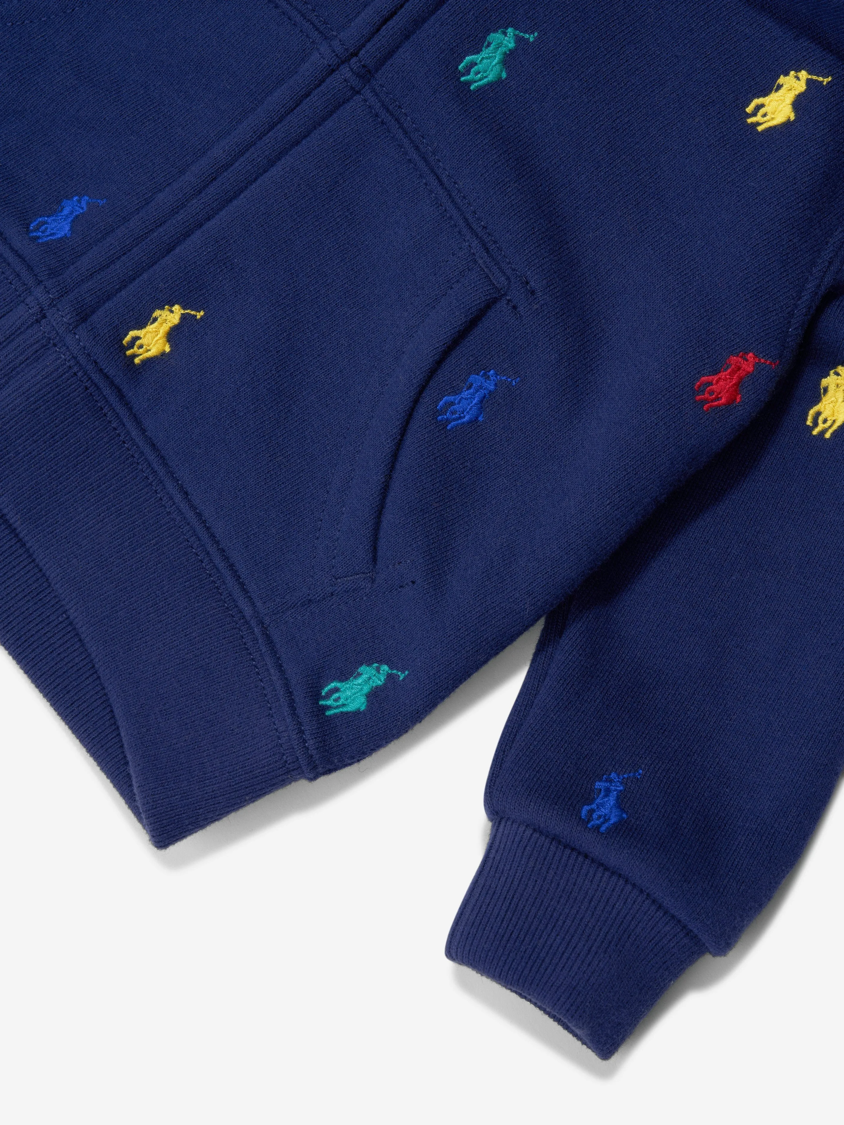 Ralph Lauren Baby Boys Logo Zip Up Top in Navy
