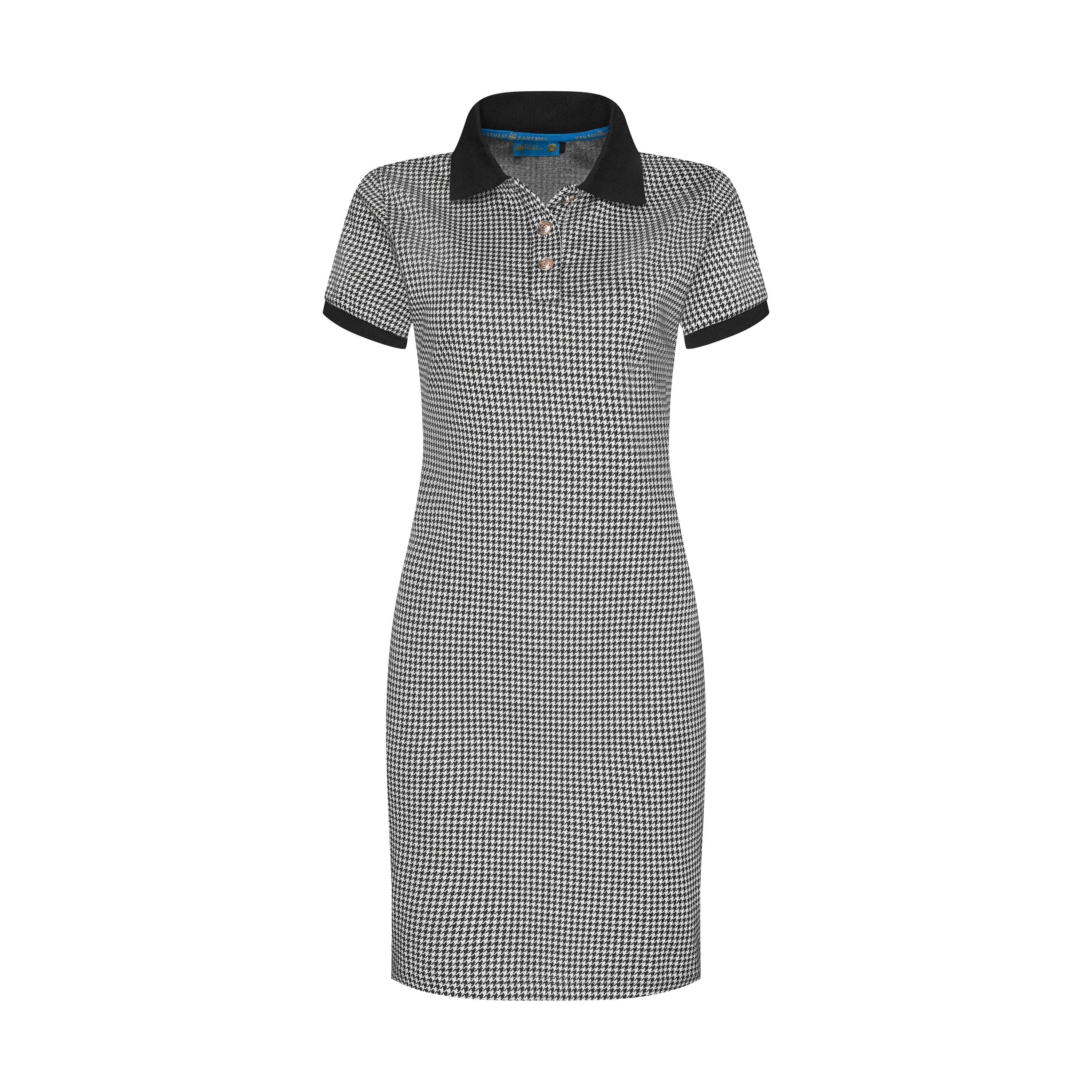 THE HOUNDSTOOTH POLO DRESS-BLACK