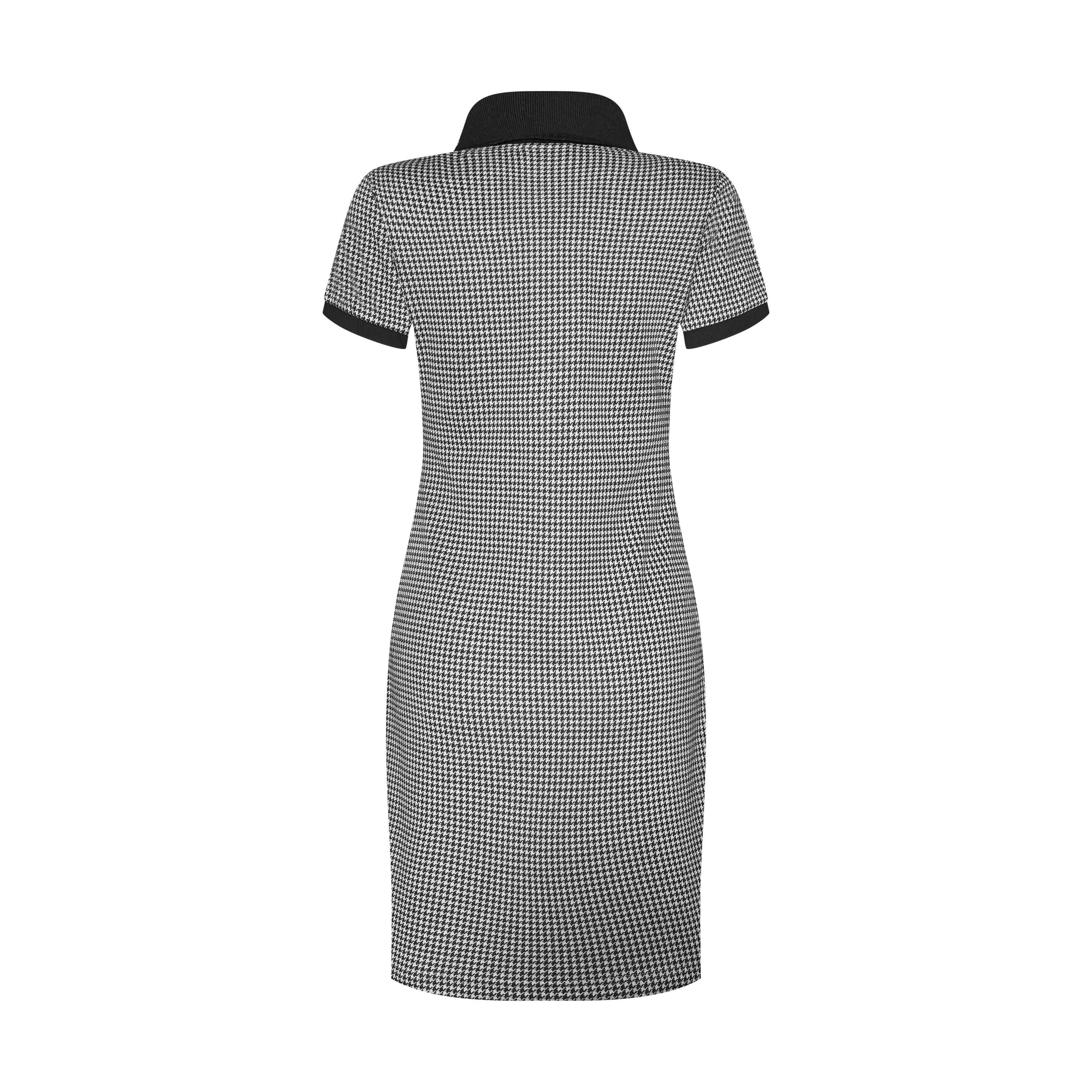 THE HOUNDSTOOTH POLO DRESS-BLACK