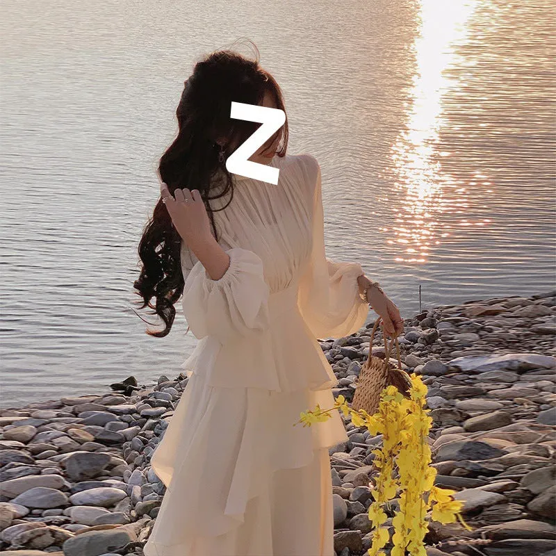 Toleet church outfit Atmosphere Autumn Dress Long Sleeve New Fairy Gentle Style Niche Design Skirt