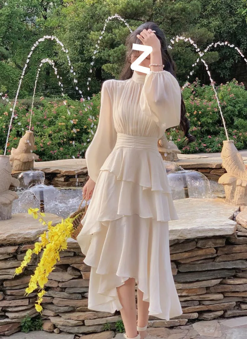 Toleet church outfit Atmosphere Autumn Dress Long Sleeve New Fairy Gentle Style Niche Design Skirt