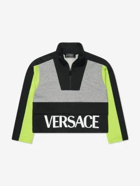 Versace Boys Half Zip Sweatshirt in Grey