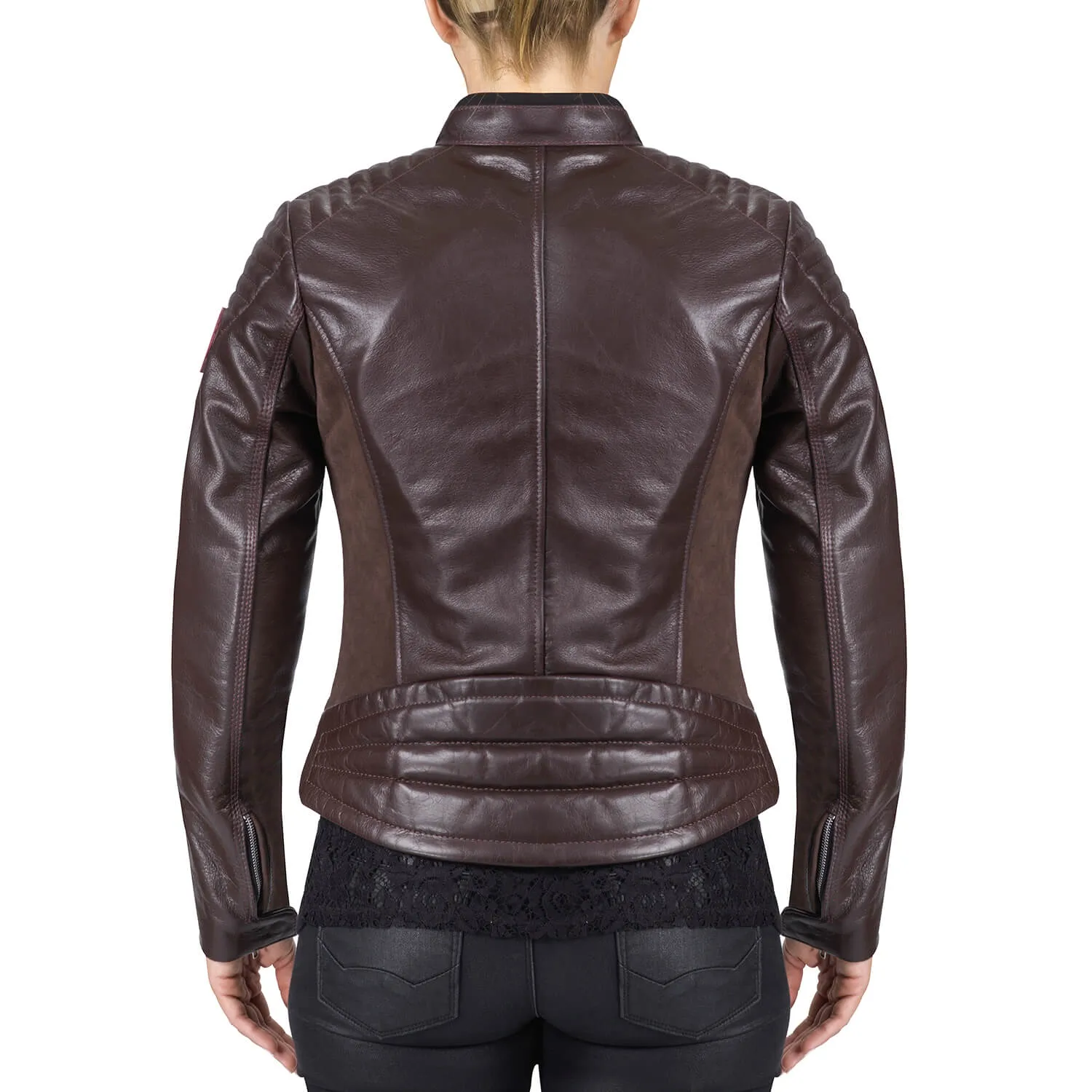 Viking Cycle Cafe Brown Leather Motorcycle Jacket for Women