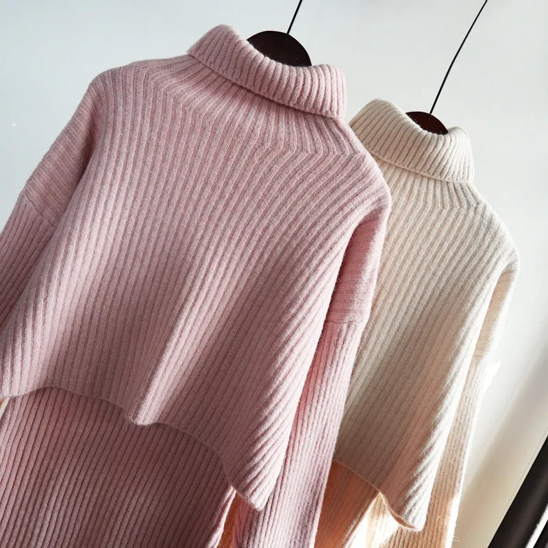 Wjczt Dresses for Women 2022 Knitted Dress Autumn Winter New Wool Dress Set Skirt Two Piece Sets Womens Outifits Long Sleeve Sweaters