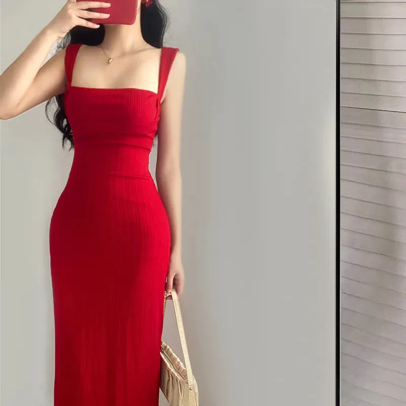 WOMENGAGA Red Dress Mini Summer 2023 New Sexy Short Female Dress Elegant Hot Sexy Korean Women Dresses Sweet 2023 94S6
