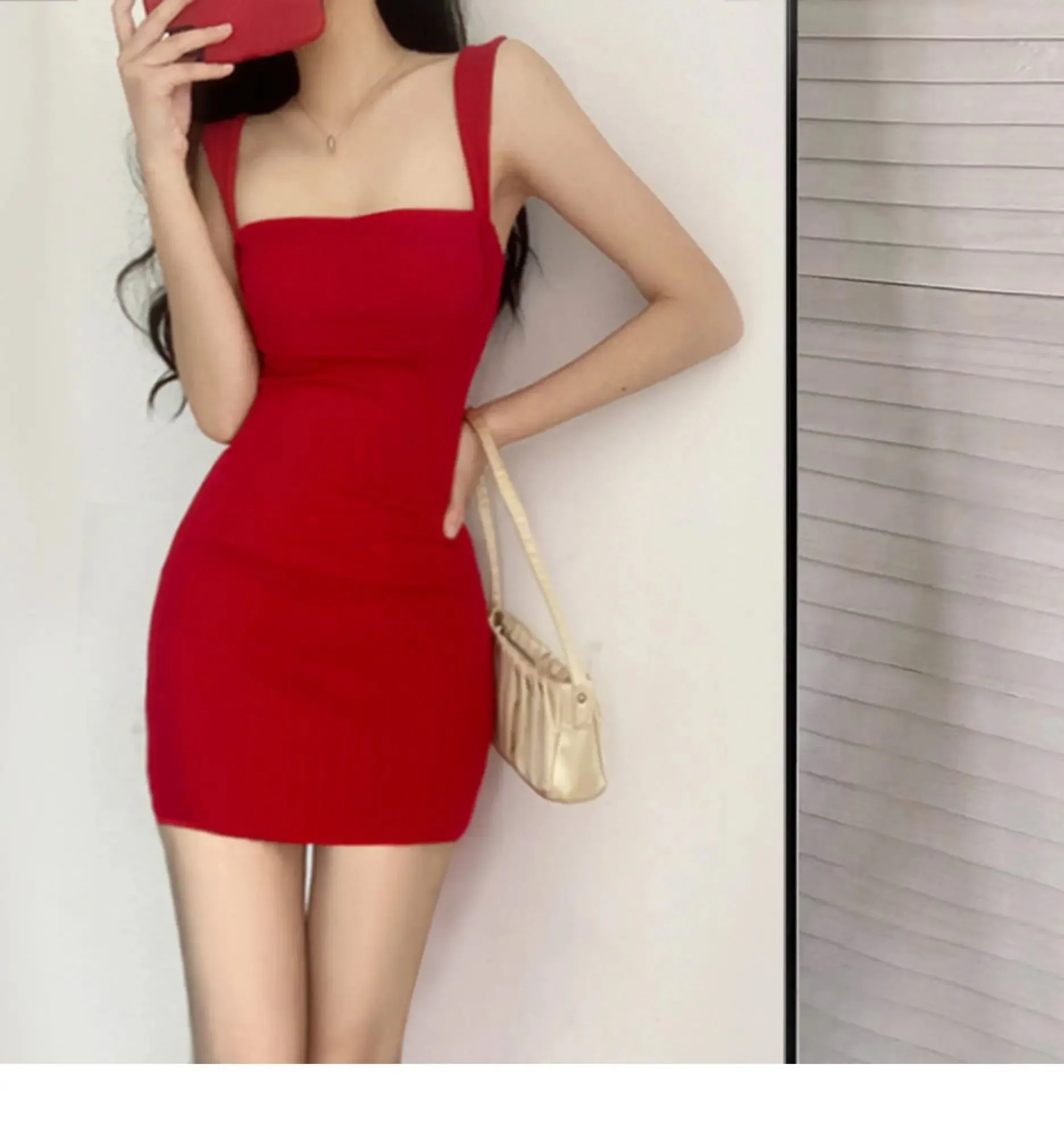 WOMENGAGA Red Dress Mini Summer 2023 New Sexy Short Female Dress Elegant Hot Sexy Korean Women Dresses Sweet 2023 94S6