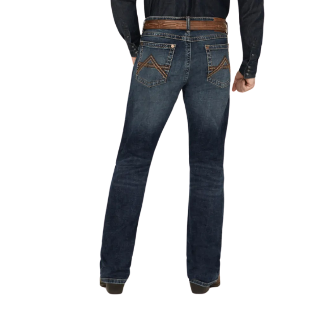 Wrangler Men's Rock 47 Cowboy Hat Slim Bootcut Stretch Denim Dark Wash Jeans